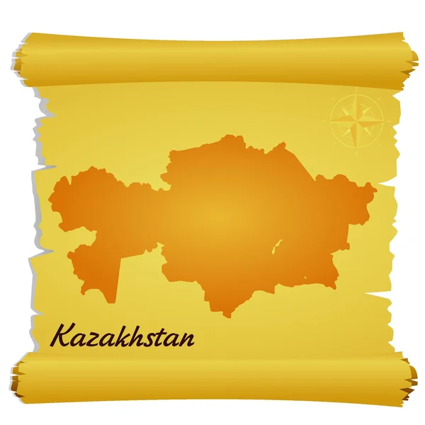 Vectorperkament met een silhouet van Kazachstan — Stockvector