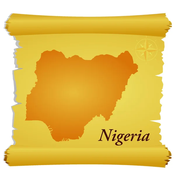 Pergaminho vetorial com uma silhueta da Nigéria —  Vetores de Stock