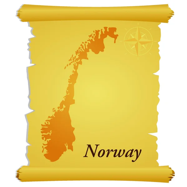 Pergaminho vetorial com uma silhueta da Noruega — Vetor de Stock