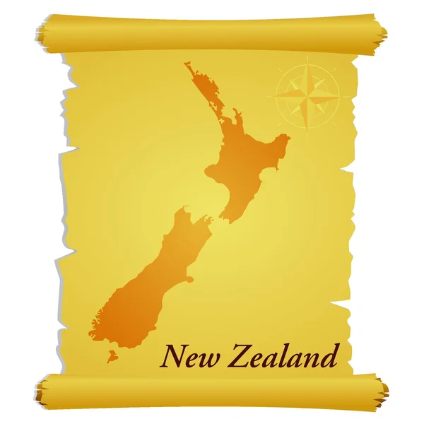 带有新西兰概况的病媒羊皮纸 — 图库矢量图片