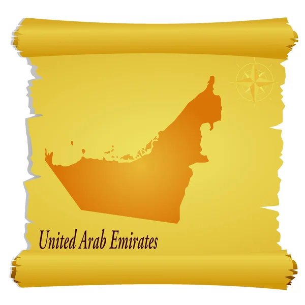 Vektor perkamen dengan siluet Uni Emirat Arab - Stok Vektor