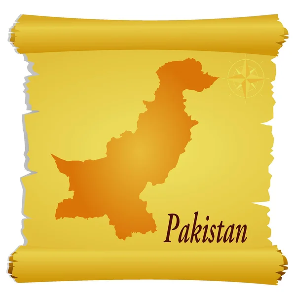 Pergamino vectorial con una silueta de Pakistán — Vector de stock