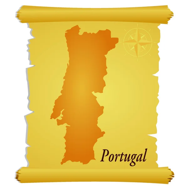 Parchemin vectoriel avec une silhouette du Portugal — Image vectorielle