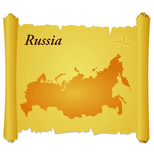 Vektorpergament med en silhuett av Ryssland — Stock vektor