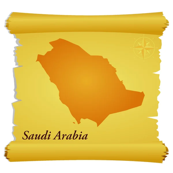 Parchemin vectoriel avec une silhouette d'Arabie Saoudite — Image vectorielle