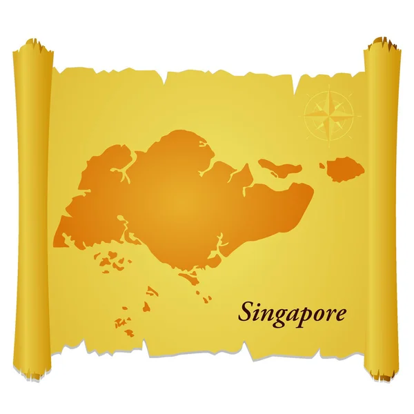 Vector parchment with a silhouette of Singapore — Stock Vector