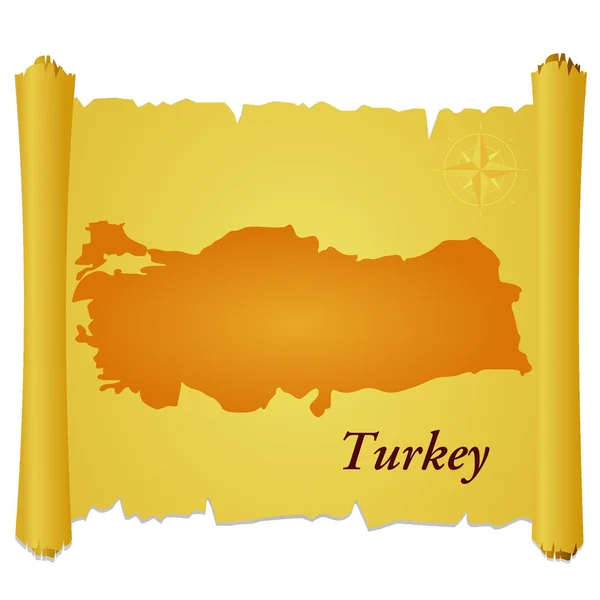 Vektor-Pergament mit einer Silhouette der Türkei — Stockvektor