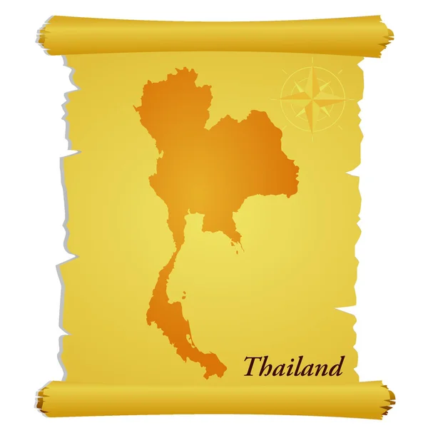Pergaminho vetorial com uma silhueta da Tailândia — Vetor de Stock