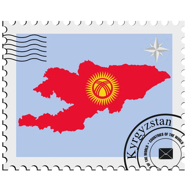 Sello de vector con los mapas de imagen de Kirguistán — Vector de stock