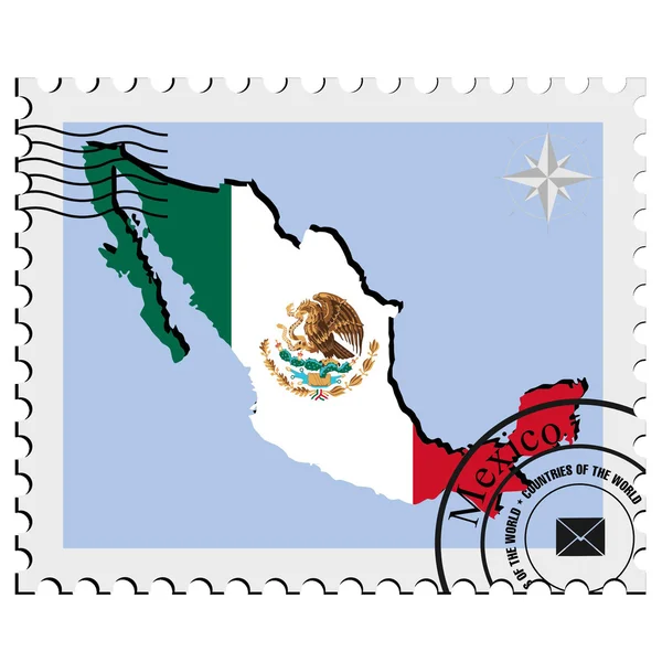 Vectorstempel met de beeldkaarten van Mexico — Stockvector