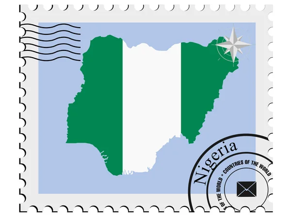 Vectorstempel met de afbeeldingskaarten van Nigeria — Stockvector