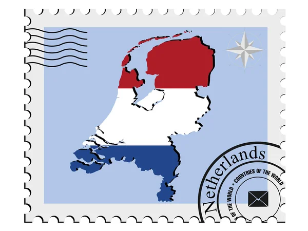 Sello de vector con los mapas de imagen de Países Bajos — Archivo Imágenes Vectoriales