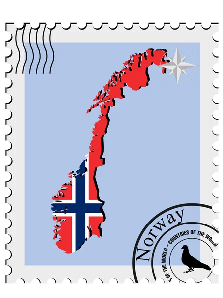 Vector stamp with the image maps of Norway — Stock Vector