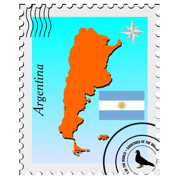 带有阿根廷图像地图的矢量邮票 — 图库矢量图片