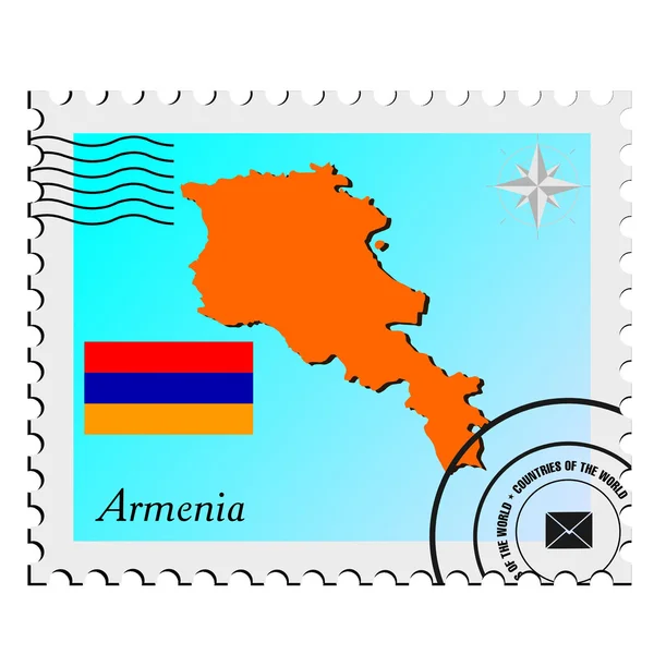 Timbre vectoriel avec les cartes-images de l'Arménie — Image vectorielle