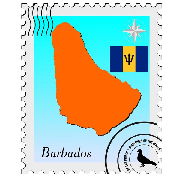 Vector stamp with the image maps of Barbados — Stock Vector