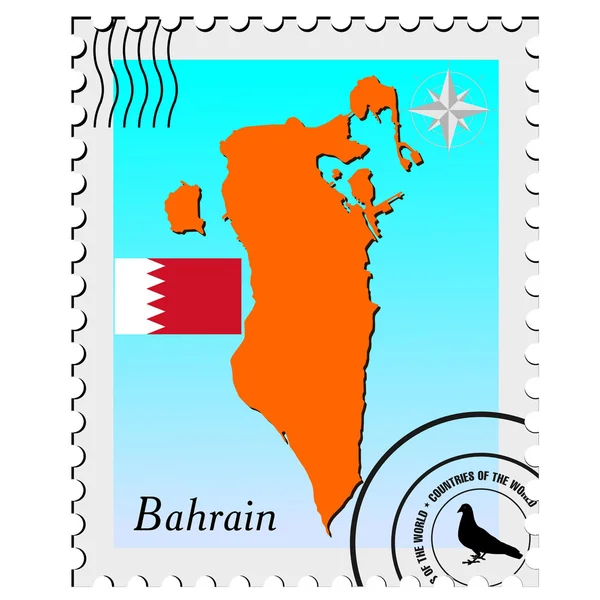 Znaczek wektorowy z mapami obrazów Bahrajnu — Wektor stockowy
