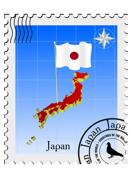 Vector stamp with the image maps of Japan — Stock Vector