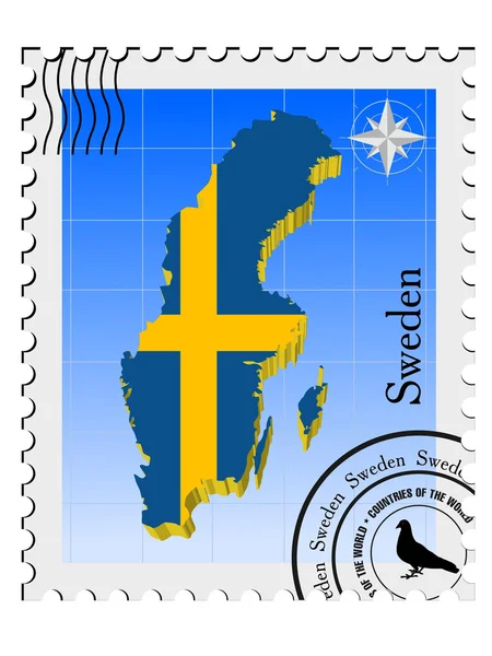 Vector stamp with the image maps of Sweden — Stock Vector