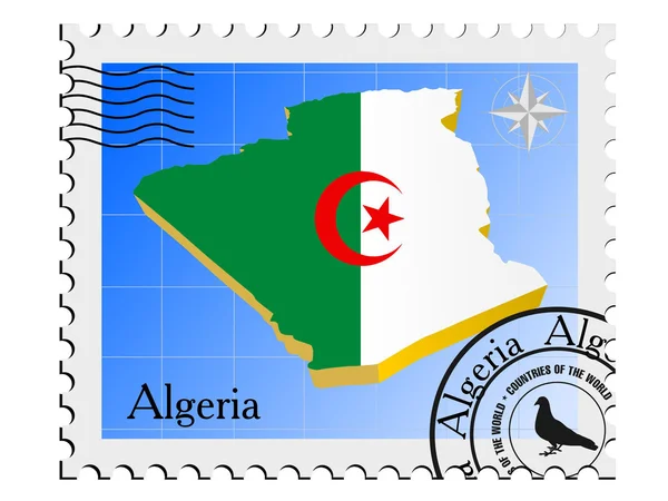 Cezayir 'in resim haritalarıyla birlikte vektör damgası — Stok Vektör