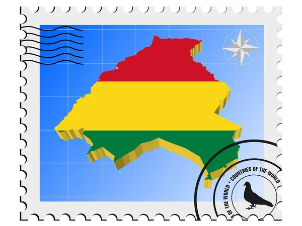 矢量邮票与图像映射的玻利维亚 — 图库矢量图片