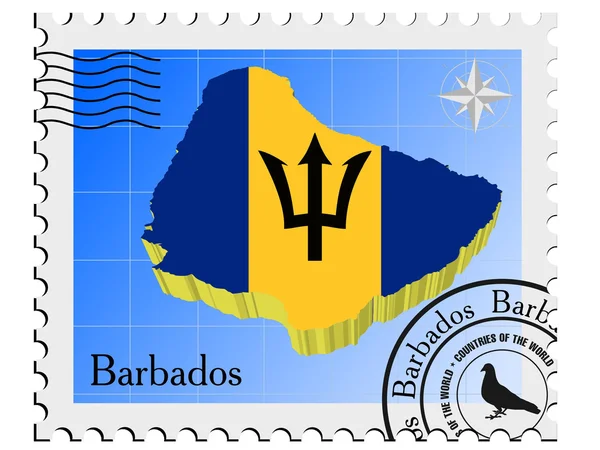 Timbre vectoriel avec les cartes-images de la Barbade — Image vectorielle