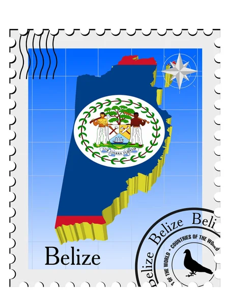 Timbro vettoriale con le mappe delle immagini del Belize — Vettoriale Stock