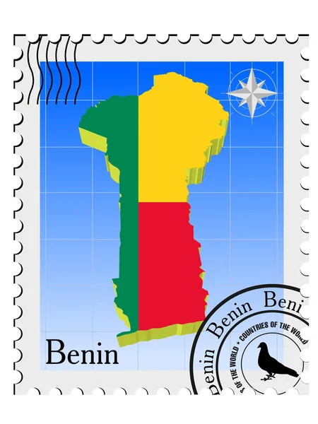 Vector stamp with the image maps of Benin — Stock Vector