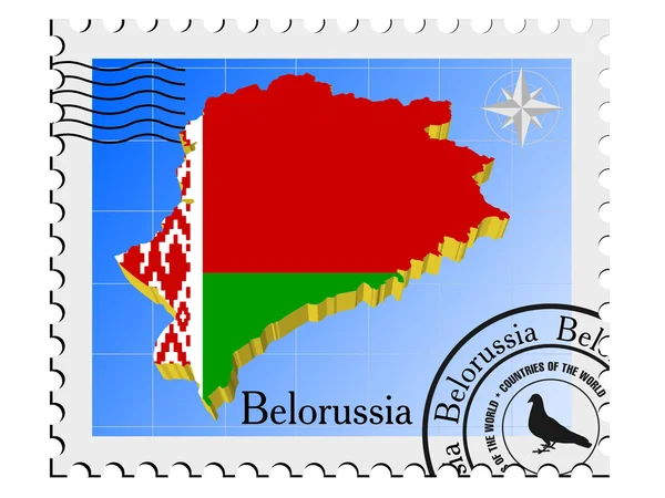 Διάνυσμα γραμματόσημο με την εικόνα χάρτες από Λευκορωσία — Διανυσματικό Αρχείο