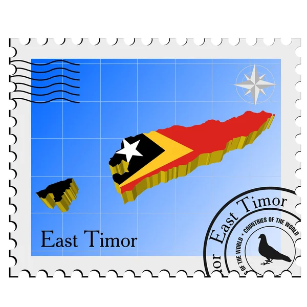 Timbre vectoriel avec les cartes-images du Timor oriental — Image vectorielle
