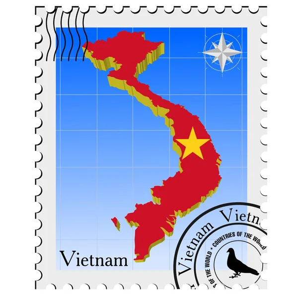 Vietnam 'ın görüntü haritalarının olduğu vektör damgası — Stok Vektör