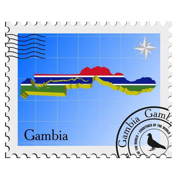 Διάνυσμα γραμματόσημο με την εικόνα χάρτες της Γκάμπια — Διανυσματικό Αρχείο