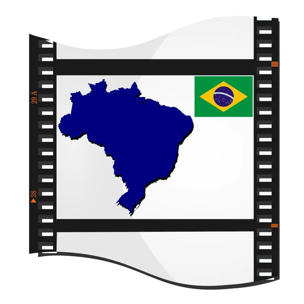 Vektor bild film med en karta över Brasilien — Stock vektor