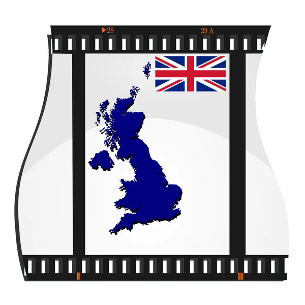 Wektor obrazu filmowego z mapą z Wielkiej Brytanii — Wektor stockowy