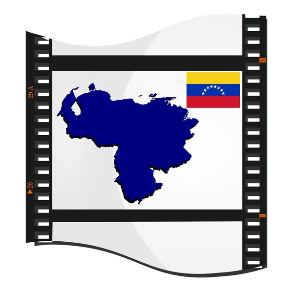 Vektor bild film med en karta över venezuela — Stock vektor