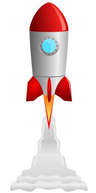 Vector image of the rocket taking off clipart