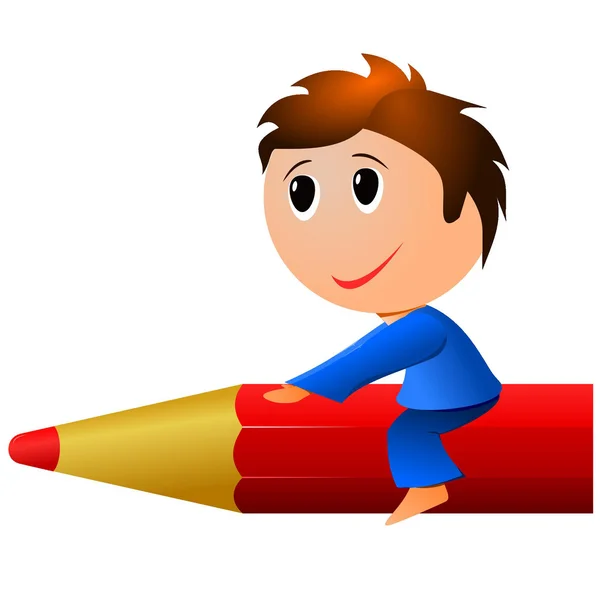 Petit garçon, un crayon. vecteur — Image vectorielle
