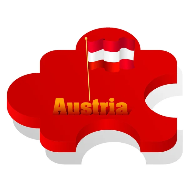 Ilustração vetorial de quebra-cabeça com uma bandeira da Áustria — Vetor de Stock
