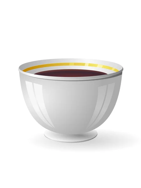 Vector illustration of a porcelain bowl with coffee — Stock Vector