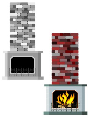 Vector illustration of fireplaces clipart
