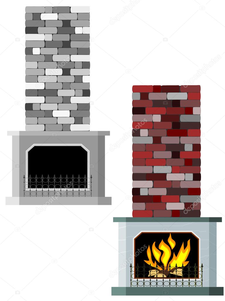 Vector illustration of fireplaces
