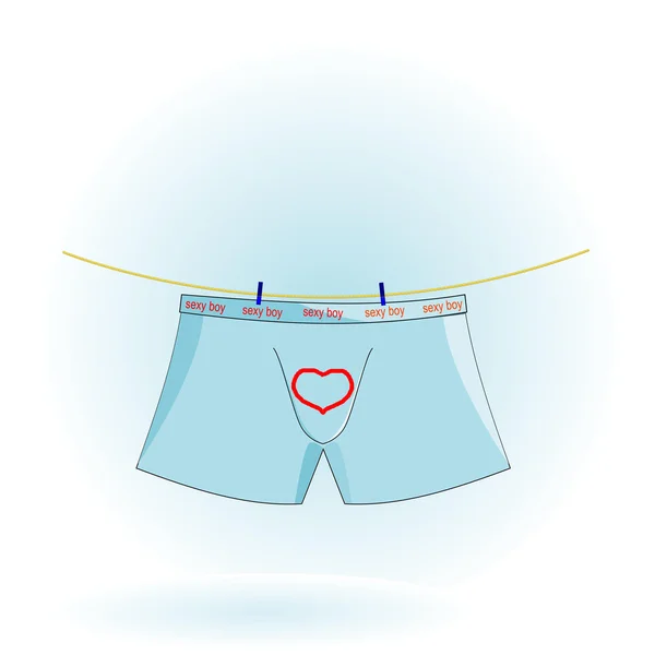 Ilustração vetorial de cuecas masculinas na corda — Vetor de Stock