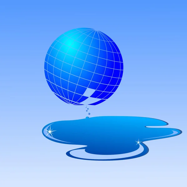 Ilustração vetorial do globo com uma água vazante — Vetor de Stock