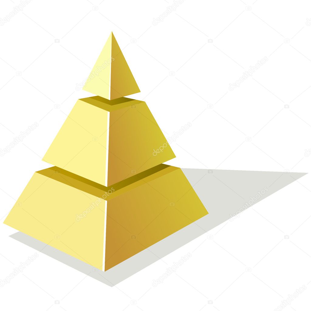 Vector illustration of golden pyramid on a white background