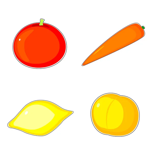 Collection of vector images fruit and vegetables — Stock Vector