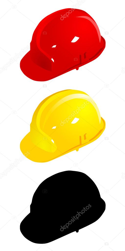 Set of colored helmets. vector