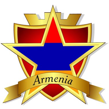 Vector gold star to the flag of Armenia on the background of th clipart