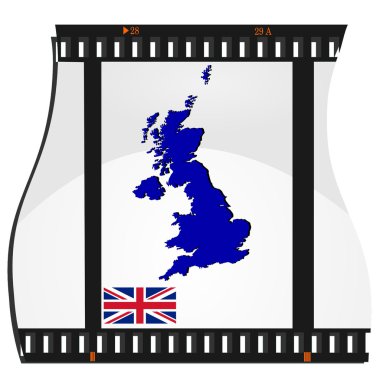 Film shots with a national map of United Kingdom clipart