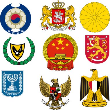 Collection of vector illustrations of coats of arms clipart