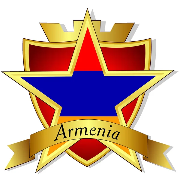 Ermenistan bayrağı inci arka plan üzerine altın vektör yıldız — Stok Vektör